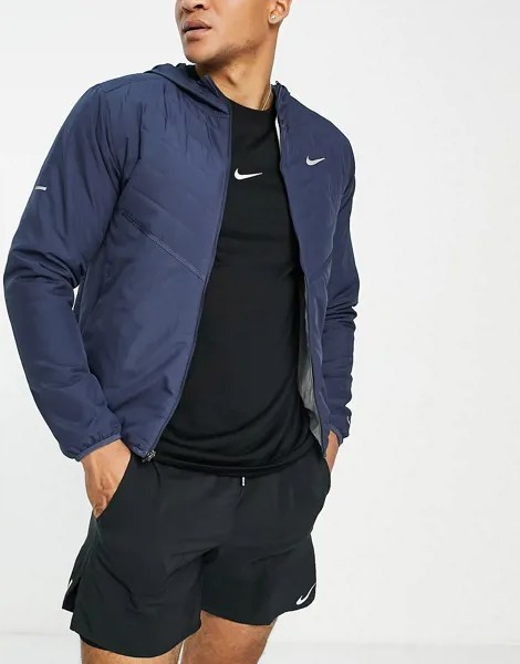 Синяя куртка для бега из водонепроницаемого материала Nike Running Therma-FIT-Темно-синий