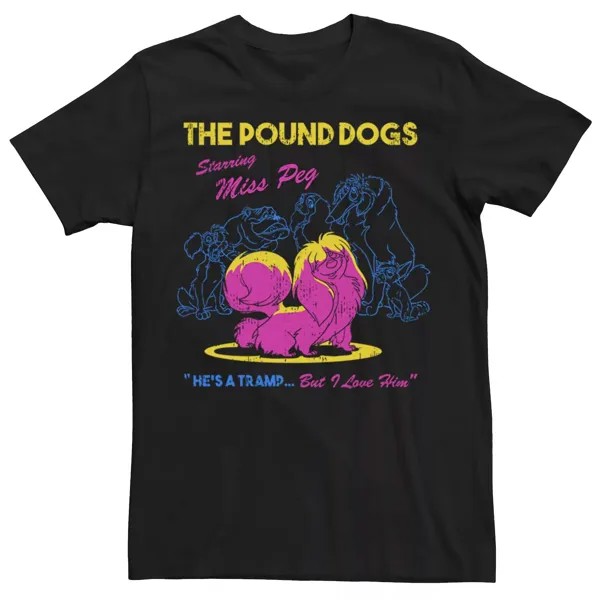Мужская футболка Lady And The Tramp The Pound Dogs с мисс Пег в главной роли Disney