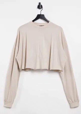Oversized-лонгслив выбеленного телесного цвета свободного кроя ASOS DESIGN-Бежевый