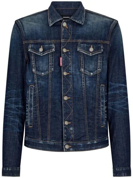 Dsquared2 distressed denim jacket, синий
