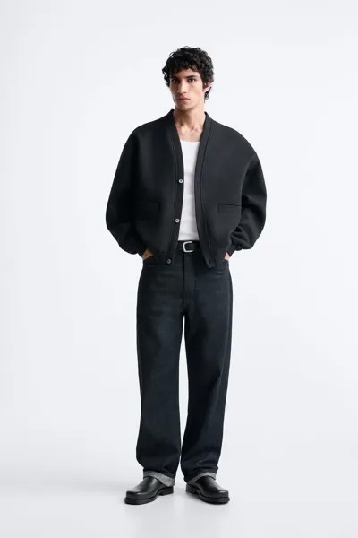 Шерстяной кардиган ZARA, черный