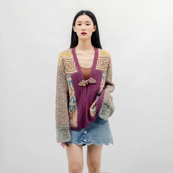 Зимний женский винтажный кардиган, теплый вязаный свитер, куртка, повседневная Корейская одежда, индийская народная одежда, женские топы ов...