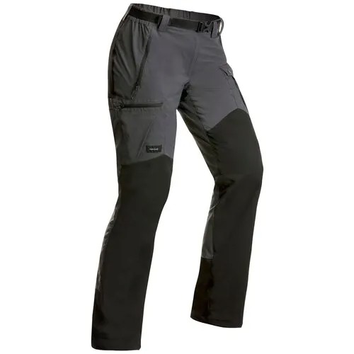 Прочные брюки для треккинга - TREK 500 темно- серые - женские v2, размер: EU40 RU46 (L31), цвет: Угольный Серый/Черный/Угольный Серый FORCLAZ Х Декатлон