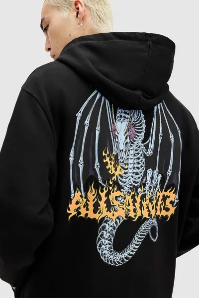 Худи Dragon Skull с фигурным принтом Allsaints, черный