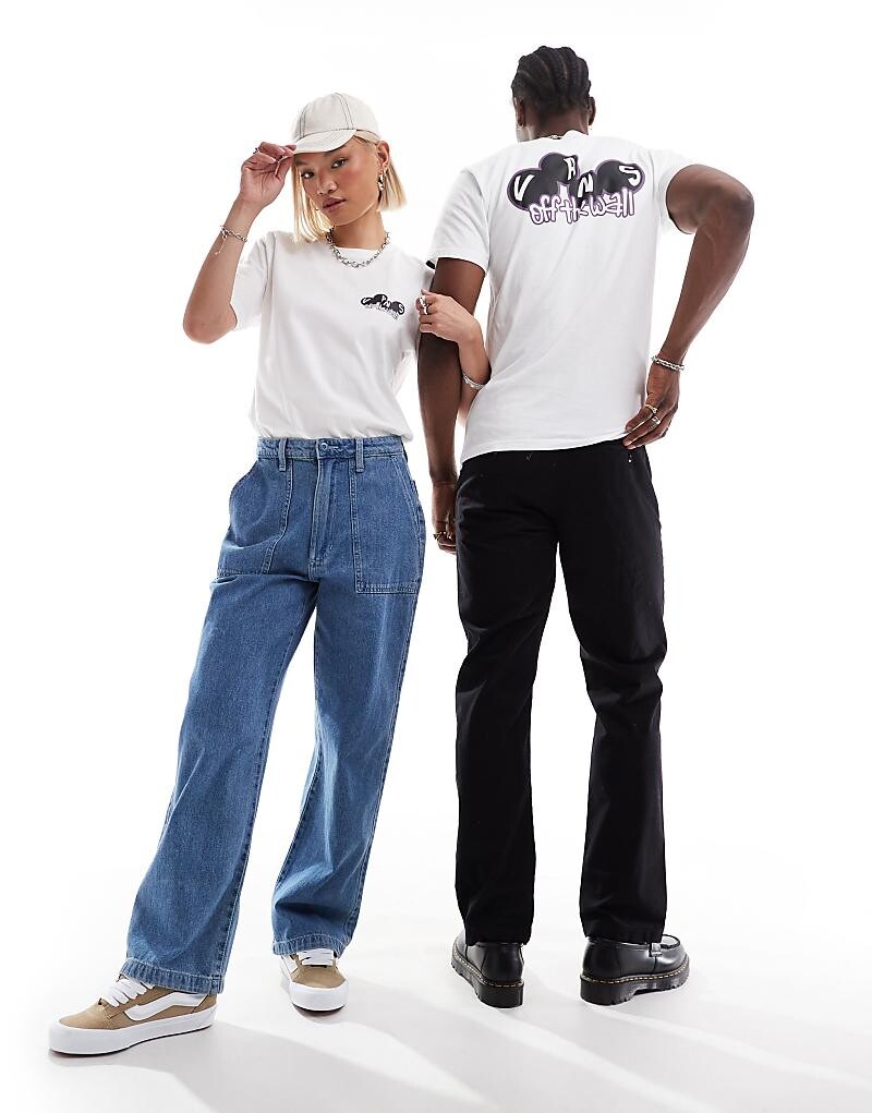 Vans – Scuttle – Белая футболка с коротким рукавом и принтом на спине