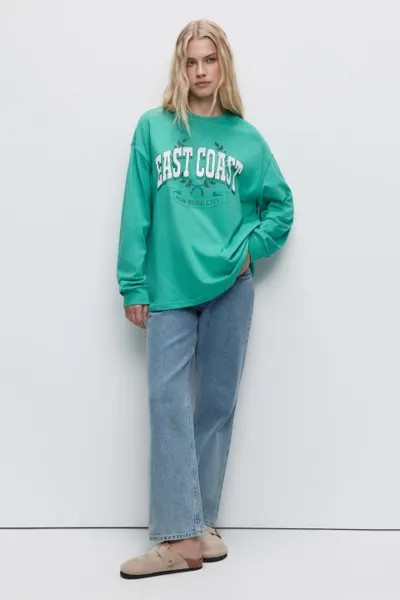Лонгслив oversize хлопковый с принтом