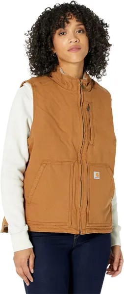 OV277 Жилет с воротником на подкладке из шерпы Carhartt, цвет Carhartt Brown