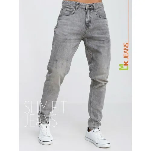 Джинсы зауженные MkJeans, размер 38, серый