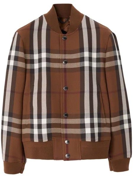 Burberry бомбер в клетку, коричневый