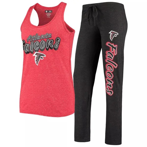 Женские спортивные черные/красные брюки Atlanta Falcons Satellite Slub, комплект для сна и майка Concepts