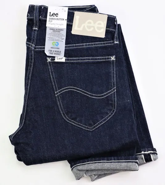 Новые мужские джинсы Lee Daren из денима с селвидж-джинсами на пуговицах, обычные, прямые, полосатые, цвет