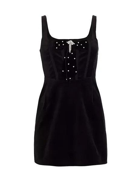 Бархатное мини-платье с корсетом Collins Loveshackfancy, черный