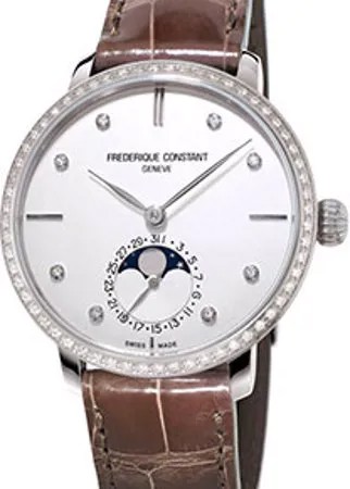 Швейцарские наручные  женские часы Frederique Constant FC-703SD3SD6. Коллекция Slim Line Moonphase