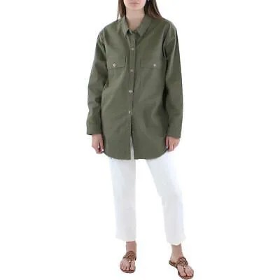 Jessica Simpson Женская зеленая джинсовая короткая рубашка-рубашка с необработанным краем, куртка, пальто XL BHFO 2133