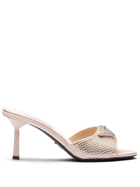 Prada атласные мюли с кристаллами, розовый