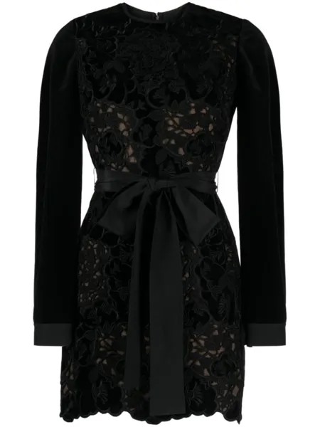 Elie Saab бархатное платье с кружевной отделкой, черный