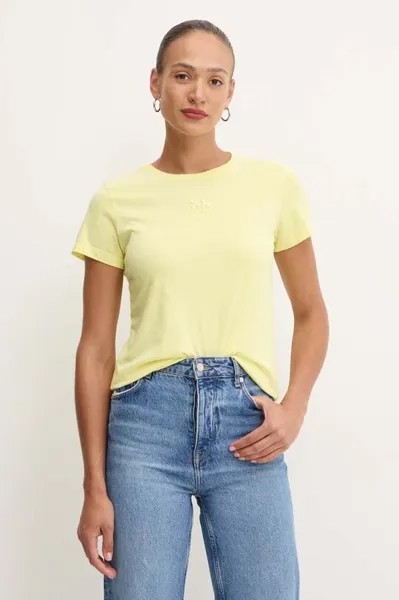 Хлопковая футболка Pinko, желтый