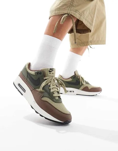 Nike – Air Max 1 Premium – спортивная обувь оливкового и коричневого цвета