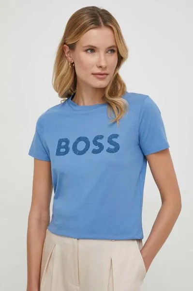 Хлопковая футболка BOSS ORANGE Boss Orange, синий