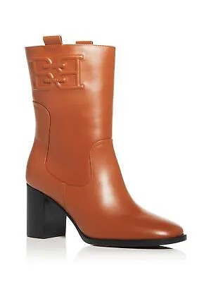 Женские кожаные ботильоны без шнуровки на блочном каблуке с круглым носком BALY 38.5 коричневого цвета с логотипом Doris