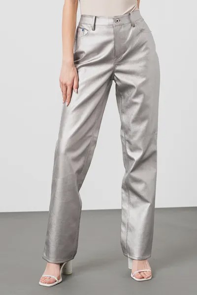 Прямые брюки с металлическим эффектом Karl Lagerfeld, серебряный