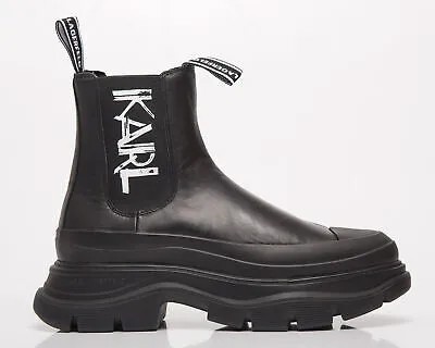 Karl Lagerfeld Luna Art Deco Gore Boot Женские черные кожаные однотонные туфли Lifestyle