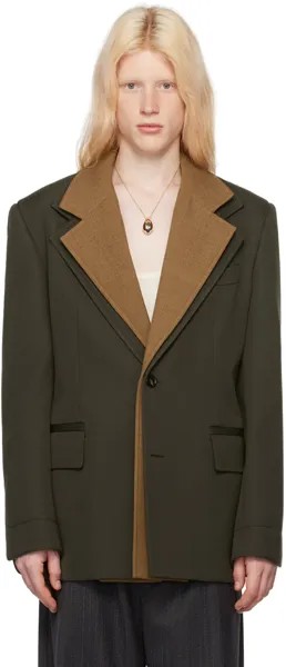 Коричневый пиджак с контрастным воротником Bottega Veneta