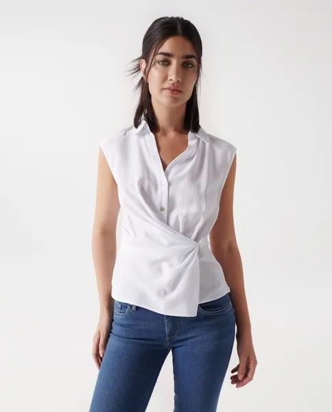 Однотонная женская рубашка без рукавов Salsa Jeans, белый
