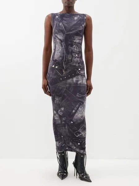 Платье миди с принтом eika trompe l'oeil Acne Studios, черный