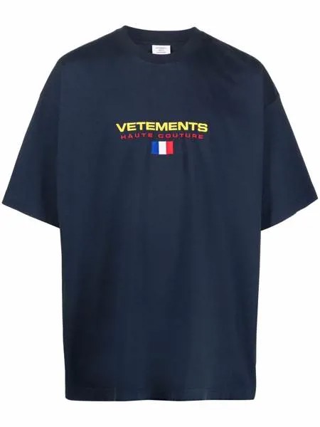 VETEMENTS футболка с вышитым логотипом