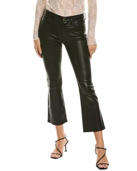 Укороченные черные кожаные джинсы FRAME Le Crop Bootcut Mini FRAME Denim, черный