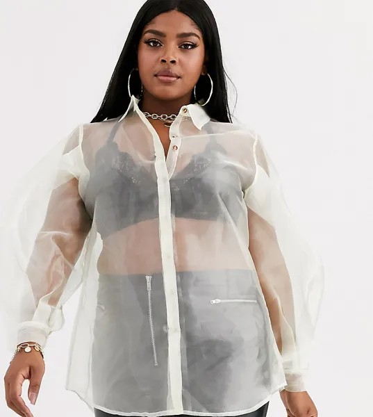 Прозрачная oversize-рубашка UNIQUE21 Hero Plus-Кремовый