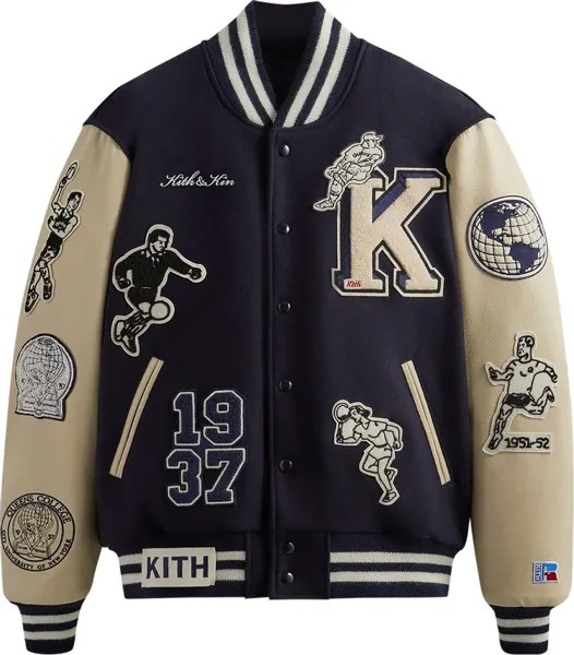 Куртка Kith & Russell Athletic For CUNY Queens College Golden Bear Jacket 'Nocturnal', синий