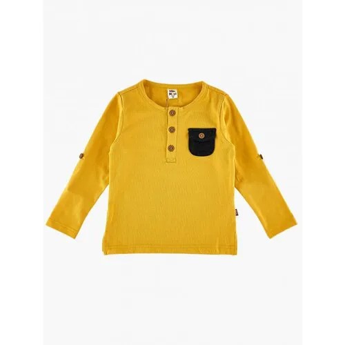 Лонгслив Mini Maxi, хлопок, размер 110, горчичный