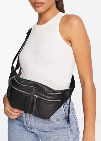 Черная кожаная сумка-кошелек на пояс Topshop-Черный цвет
