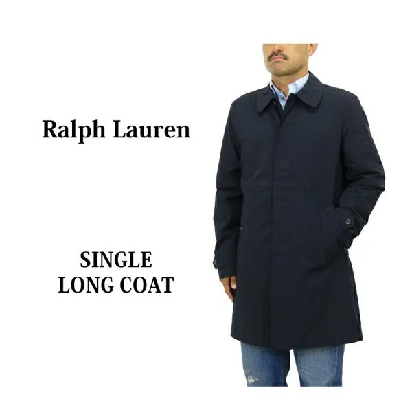 Длинное автомобильное пальто Polo Ralph Lauren Длинное пальто с кожаной нашивкой на рукавах - Темно-синий -
