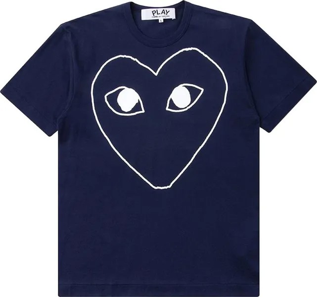 Футболка Comme des Garçons PLAY Outline Heart T-Shirt 'Navy', синий
