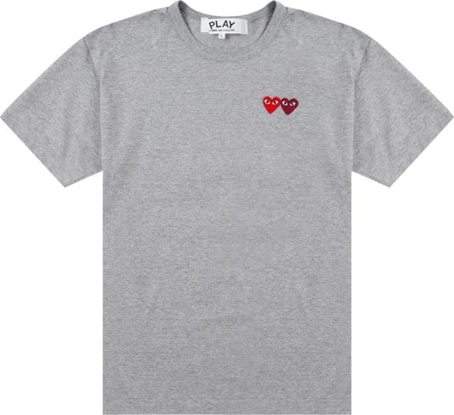 Футболка Comme des Garçons PLAY Double Heart T-Shirt 'Grey', серый