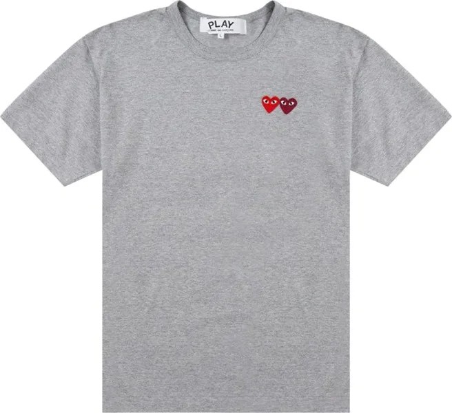 Футболка Comme des Garçons PLAY Double Heart T-Shirt 'Grey', серый