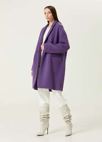 Пурпурное двубортное шерстяное пальто с воротником-бабочкой Isabel Marant