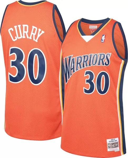Мужская майка Mitchell & Ness Golden State Warriors Stephen Curry #30 оранжевого цвета Hardwood Classics Swingman
