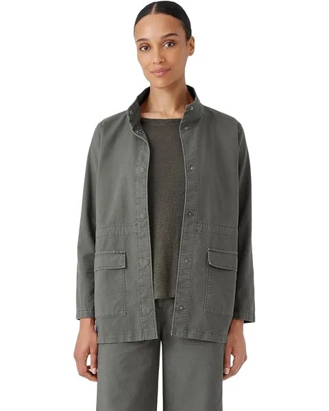 Куртка Eileen Fisher Stand Collar Long, цвет Grove