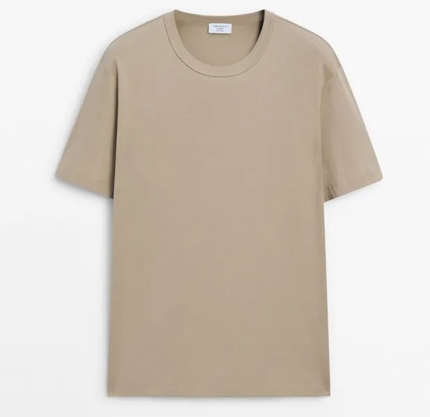 Футболка Massimo Dutti Short Sleeve Cotton, бежевый