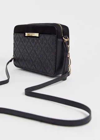 Черная сумка через плечо с тиснением в виде монограмм River Island-Черный