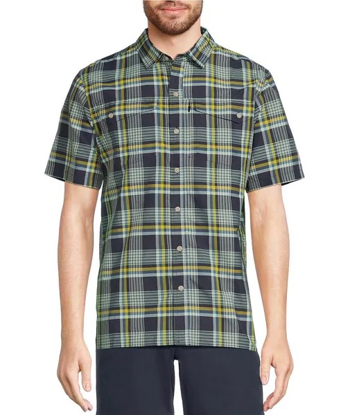 Рубашка в клетку с короткими рукавами L.L.Bean SunSmart Cool Weave, синий