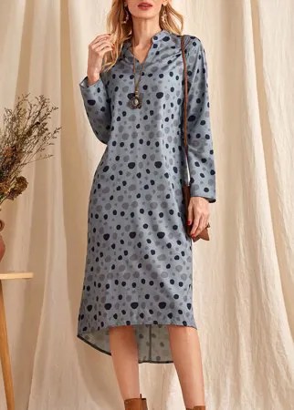 Платье-туника с далматинским принтом со скрытым карманом асимметричный
