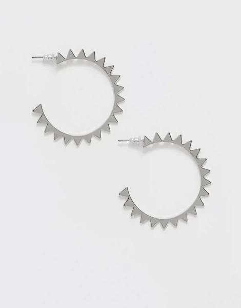 Серебристые серьги-кольца ASOS DESIGN-Серебряный