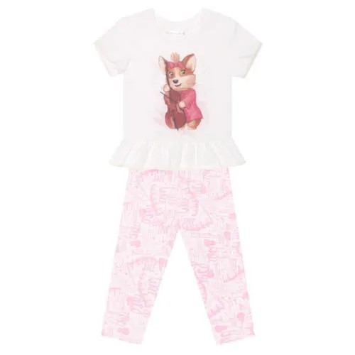 Пижама КОТОФЕЙ размер 110, белый/розовый