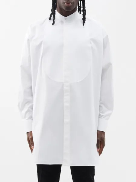 Рубашка из смесового хлопка с нагрудными вставками Alexander McQueen, белый
