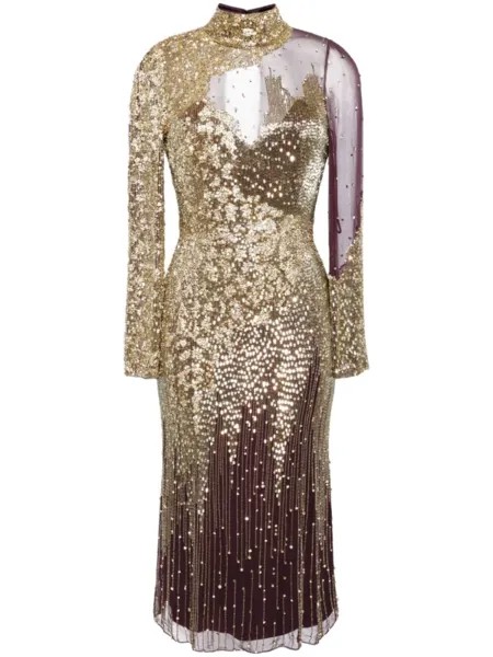 Jenny Packham платье миди Starman с пайетками, фиолетовый